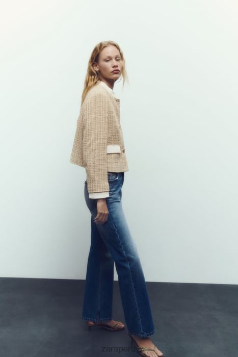 Zara mujer blazer corto texturizado BDP8J169 ropa multicolor