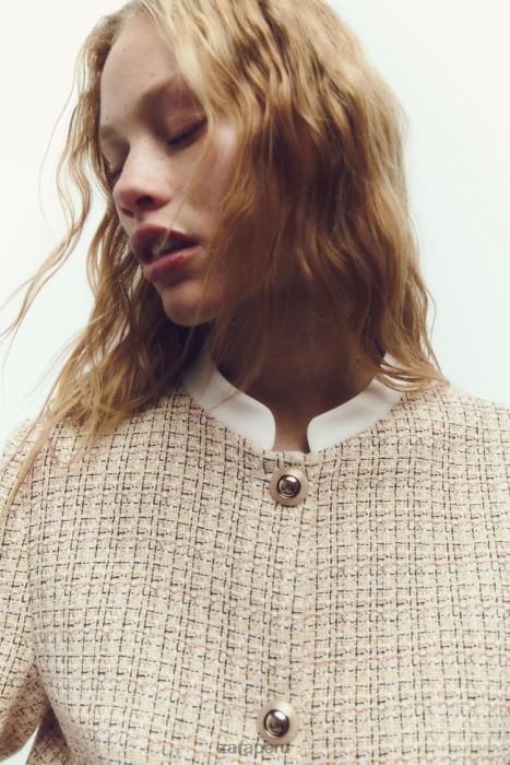 Zara mujer blazer corto texturizado BDP8J169 ropa multicolor