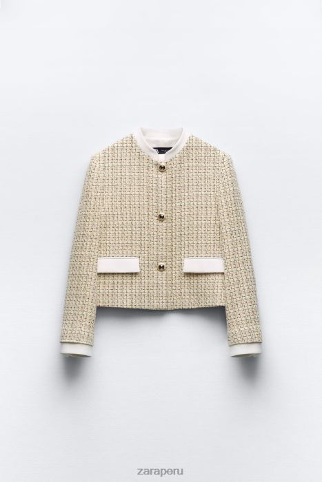 Zara mujer blazer corto texturizado BDP8J169 ropa multicolor