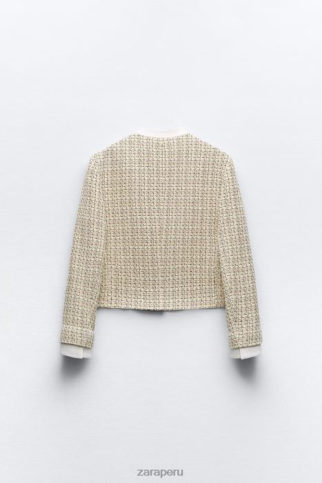 Zara mujer blazer corto texturizado BDP8J169 ropa multicolor