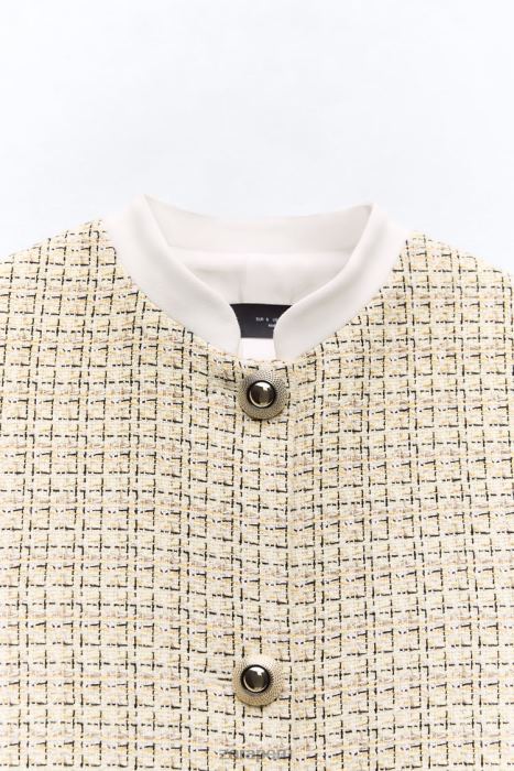 Zara mujer blazer corto texturizado BDP8J169 ropa multicolor