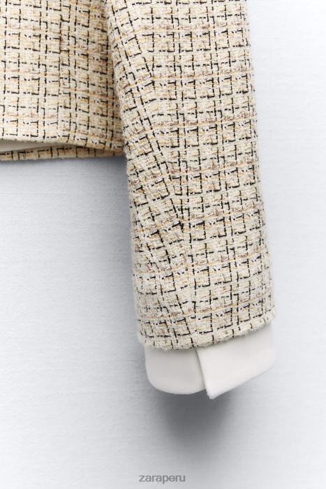 Zara mujer blazer corto texturizado BDP8J169 ropa multicolor