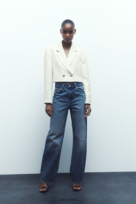 Zara mujer blazer corto texturizado BDP8J173 ropa crudo