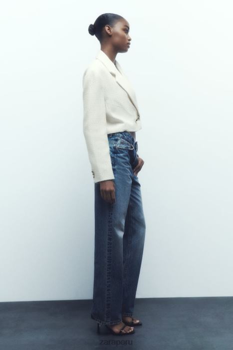 Zara mujer blazer corto texturizado BDP8J173 ropa crudo