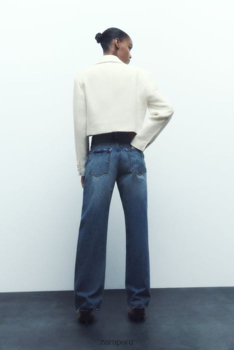 Zara mujer blazer corto texturizado BDP8J173 ropa crudo