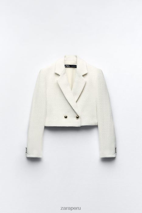 Zara mujer blazer corto texturizado BDP8J173 ropa crudo