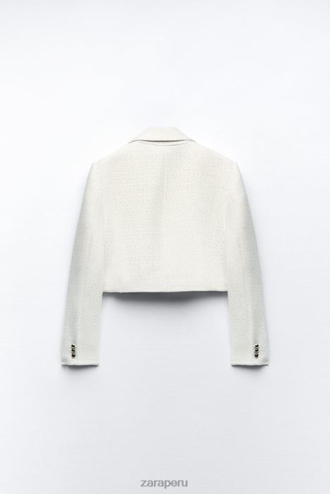 Zara mujer blazer corto texturizado BDP8J173 ropa crudo