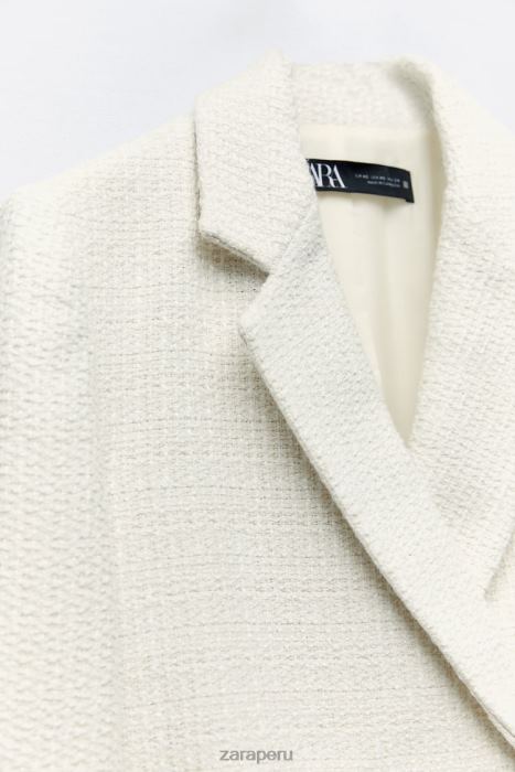 Zara mujer blazer corto texturizado BDP8J173 ropa crudo