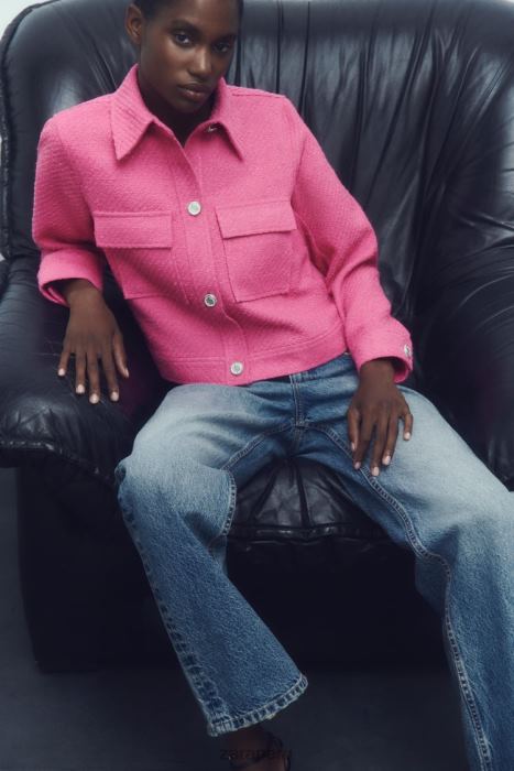 Zara mujer blazer corto texturizado BDP8J180 ropa rosa