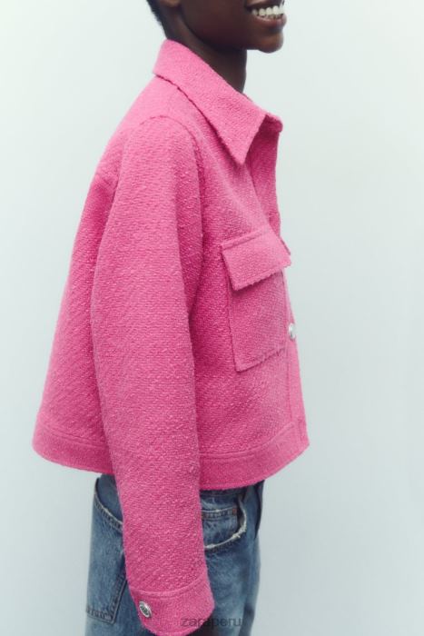 Zara mujer blazer corto texturizado BDP8J180 ropa rosa