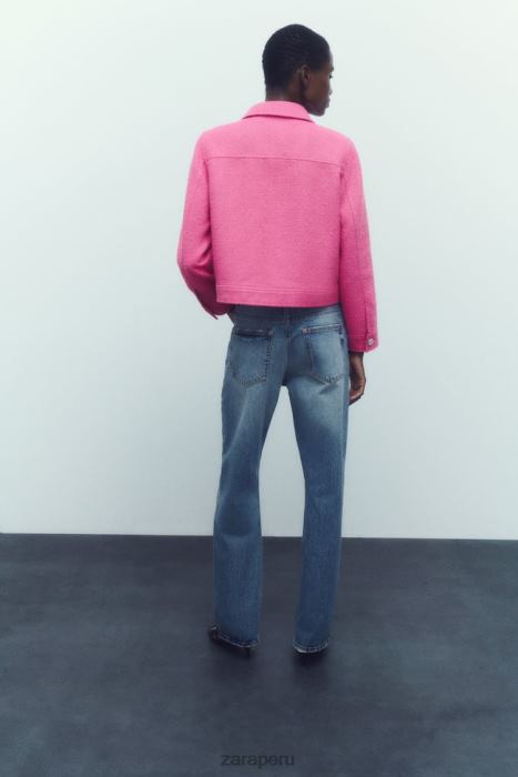 Zara mujer blazer corto texturizado BDP8J180 ropa rosa
