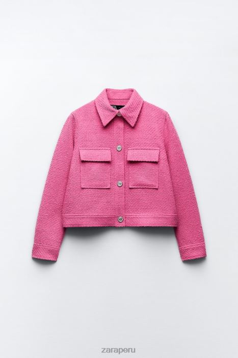 Zara mujer blazer corto texturizado BDP8J180 ropa rosa