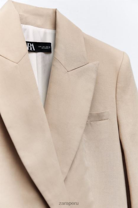 Zara mujer blazer cruzado en mezcla de lino BDP8J183 ropa arena