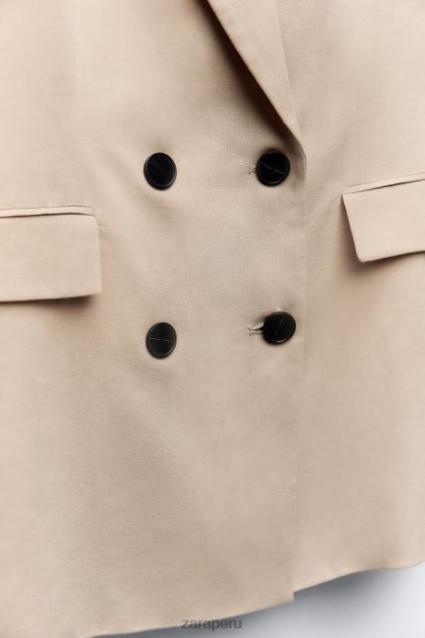 Zara mujer blazer cruzado en mezcla de lino BDP8J183 ropa arena