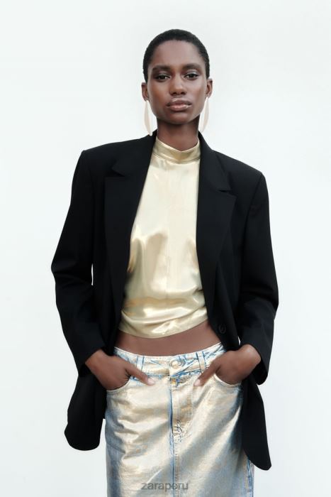 Zara mujer blazer de corte recto BDP8J159 ropa negro