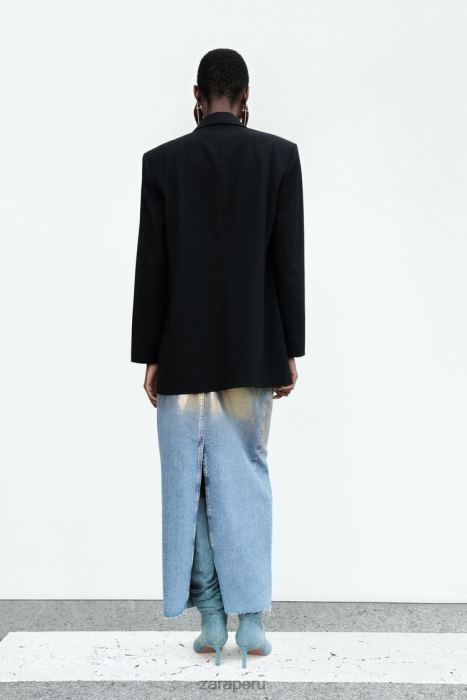 Zara mujer blazer de corte recto BDP8J159 ropa negro