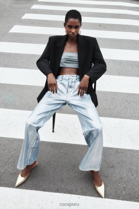 Zara mujer blazer de corte recto BDP8J159 ropa negro