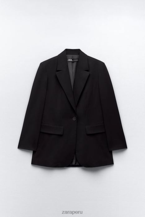Zara mujer blazer de corte recto BDP8J159 ropa negro