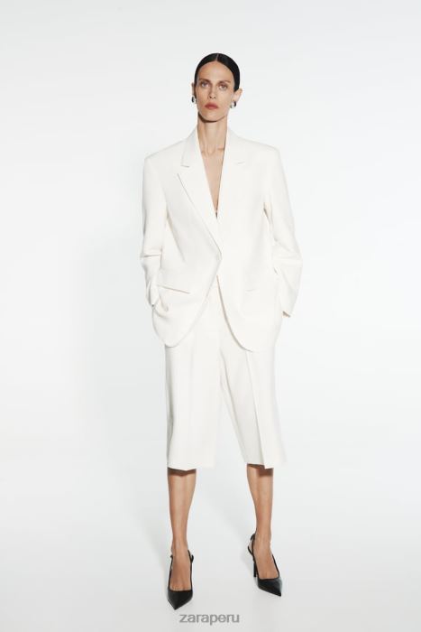 Zara mujer blazer de corte recto BDP8J160 ropa ostra blanca