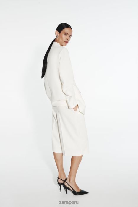 Zara mujer blazer de corte recto BDP8J160 ropa ostra blanca