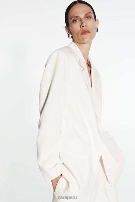 Zara mujer blazer de corte recto BDP8J160 ropa ostra blanca