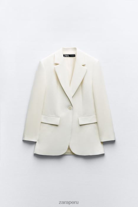 Zara mujer blazer de corte recto BDP8J160 ropa ostra blanca