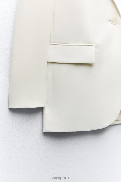 Zara mujer blazer de corte recto BDP8J160 ropa ostra blanca