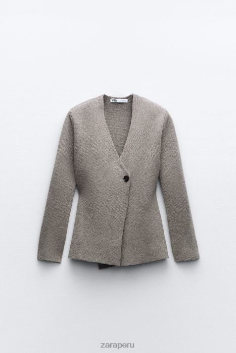 Zara mujer blazer de punto de lana con sobrefalda BDP8J164 ropa gris