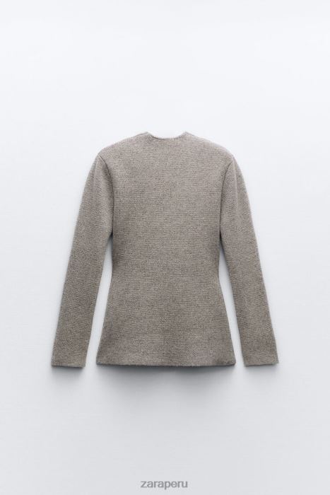 Zara mujer blazer de punto de lana con sobrefalda BDP8J164 ropa gris