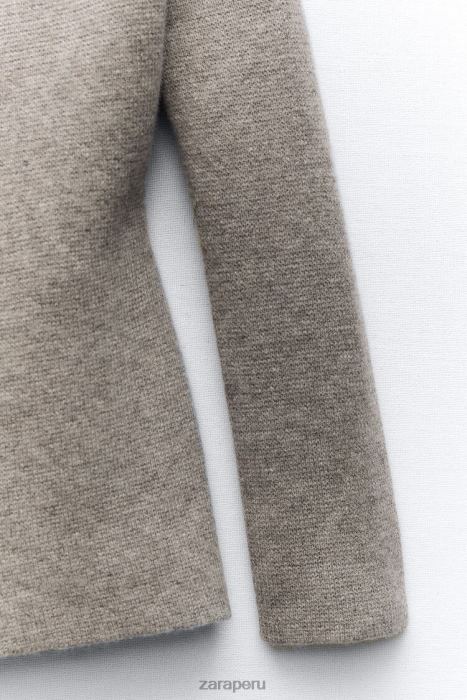 Zara mujer blazer de punto de lana con sobrefalda BDP8J164 ropa gris