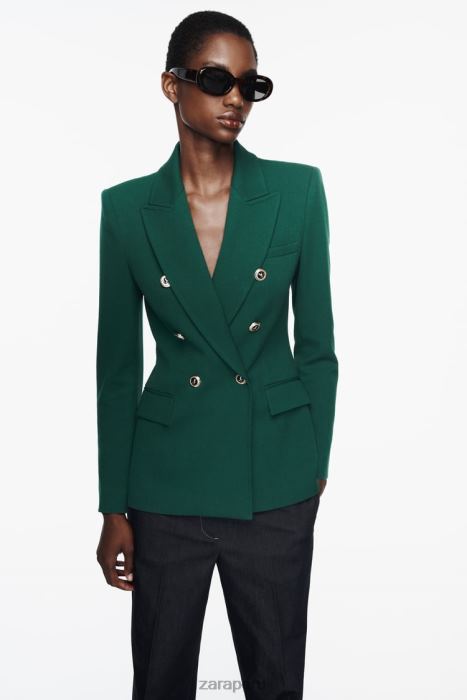 Zara mujer blazer de vestir con doble botonadura BDP8J152 ropa verde