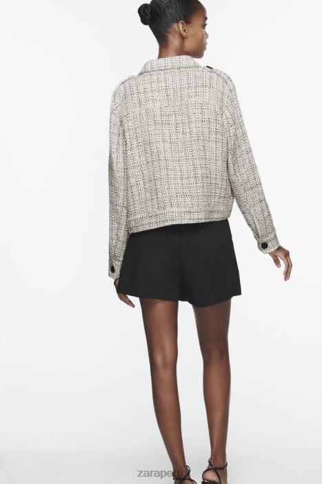 Zara mujer blazer estructurado con bolsillos de parche BDP8J172 ropa crudo/negro