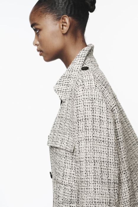 Zara mujer blazer estructurado con bolsillos de parche BDP8J172 ropa crudo/negro