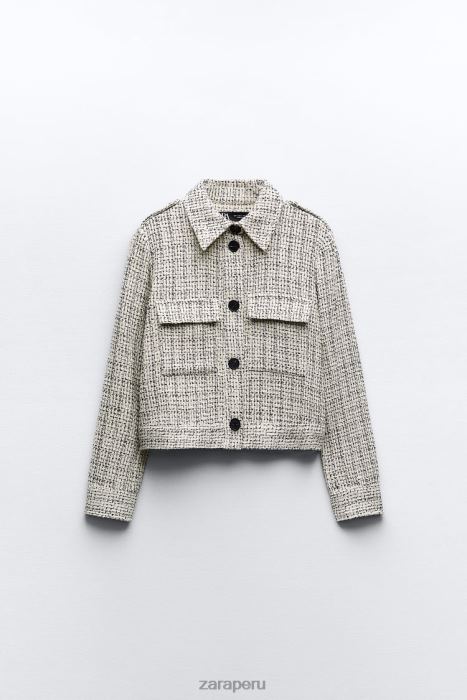 Zara mujer blazer estructurado con bolsillos de parche BDP8J172 ropa crudo/negro