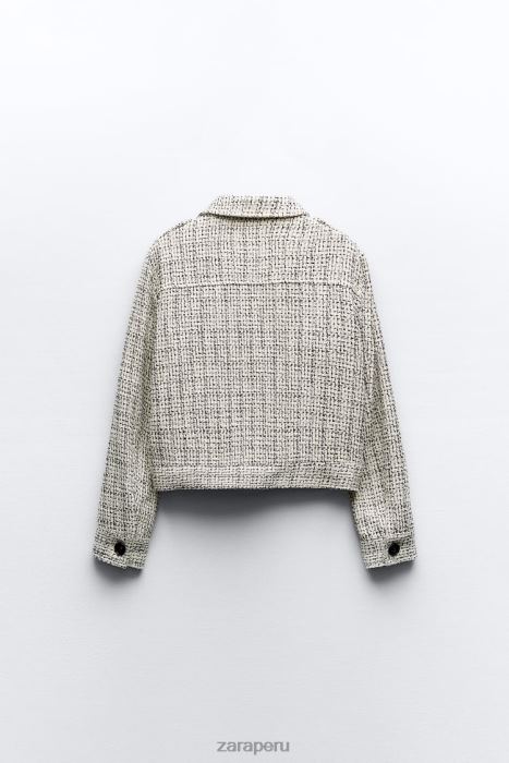 Zara mujer blazer estructurado con bolsillos de parche BDP8J172 ropa crudo/negro