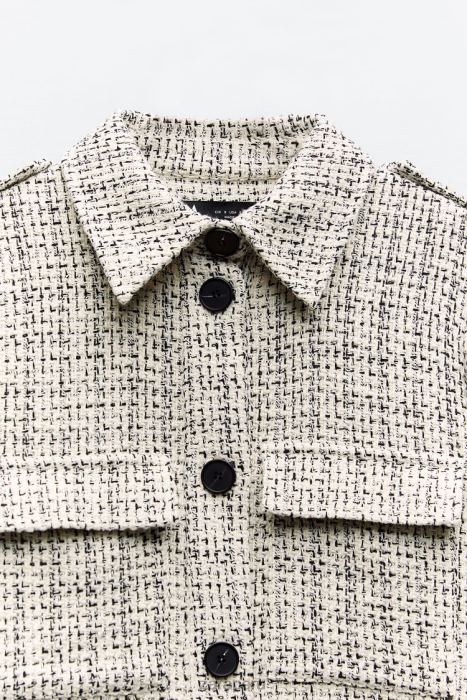 Zara mujer blazer estructurado con bolsillos de parche BDP8J172 ropa crudo/negro