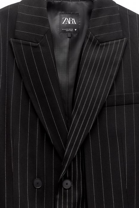 Zara mujer blazer oversize a rayas diplomáticas BDP8J142 ropa negro