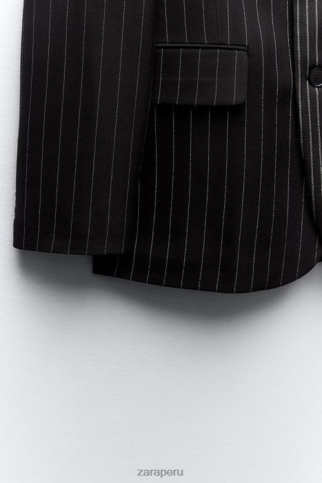 Zara mujer blazer oversize a rayas diplomáticas BDP8J142 ropa negro