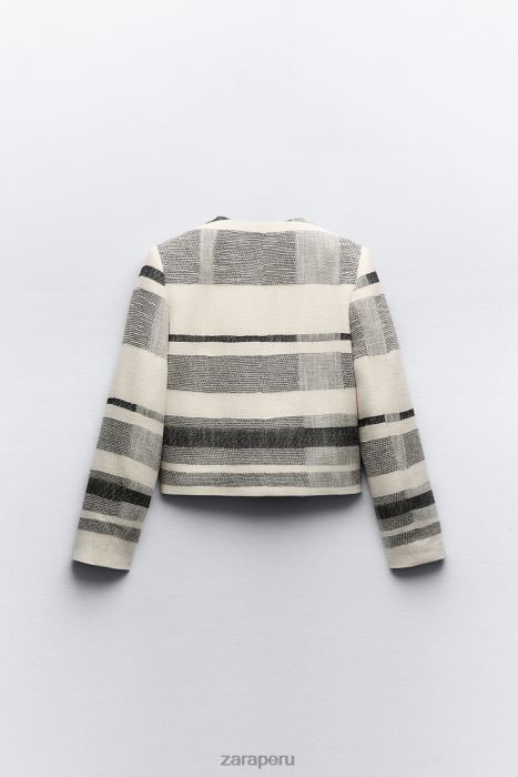 Zara mujer blazer texturizado a rayas BDP8J78 ropa crudo/negro