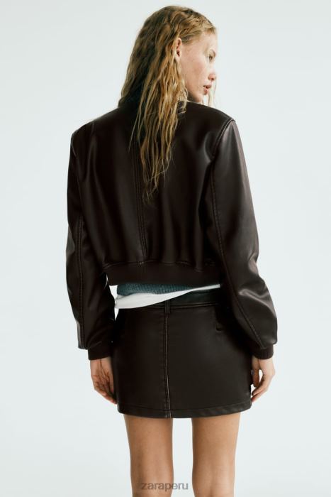 Zara mujer bombardero de piel sintética BDP8J26 ropa negro