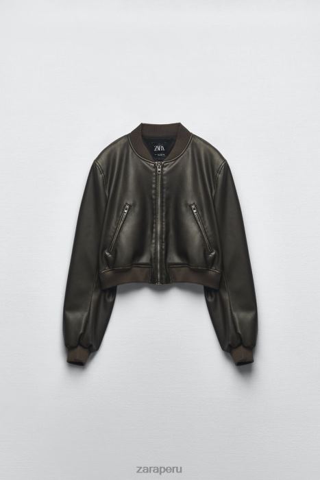 Zara mujer bombardero de piel sintética BDP8J26 ropa negro