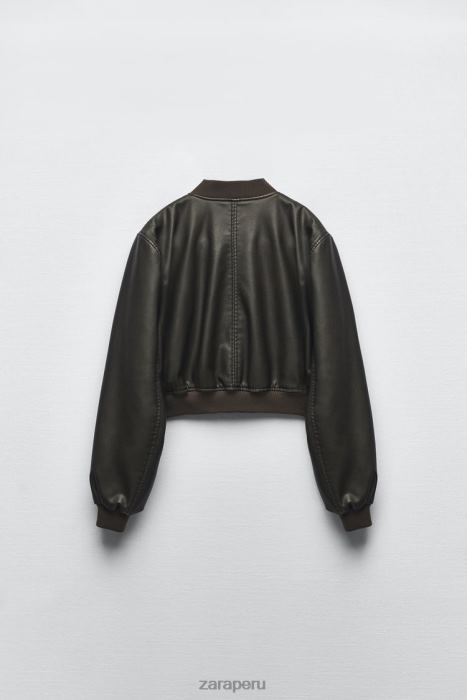 Zara mujer bombardero de piel sintética BDP8J26 ropa negro