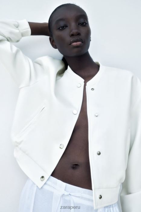 Zara mujer bombardero recortado BDP8J137 ropa crudo