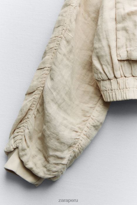 Zara mujer bomber con bolsillo de lino BDP8J66 ropa arena