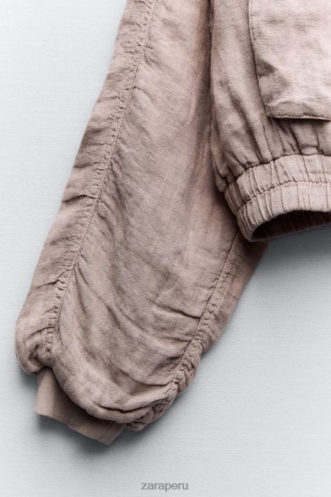 Zara mujer bomber con bolsillo de lino BDP8J84 ropa rosa