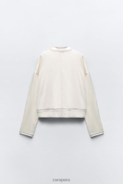 Zara mujer bomber con efecto satinado y pespuntes BDP8J112 ropa crudo medio