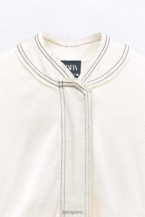 Zara mujer bomber con efecto satinado y pespuntes BDP8J112 ropa crudo medio