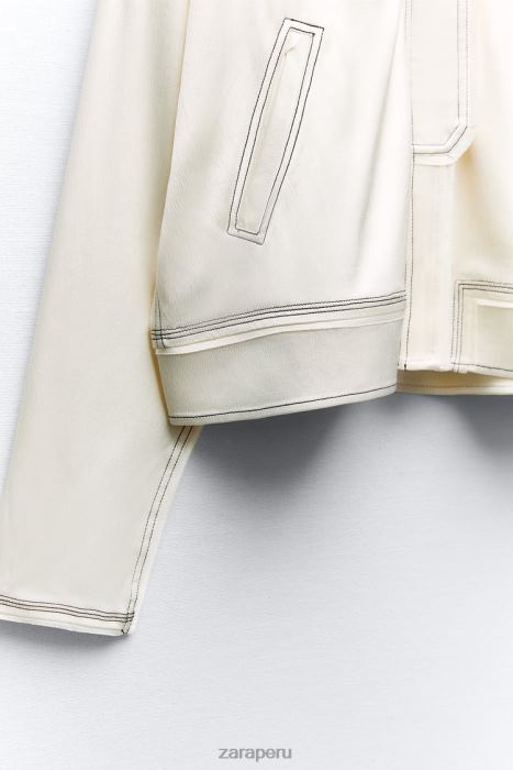 Zara mujer bomber con efecto satinado y pespuntes BDP8J112 ropa crudo medio