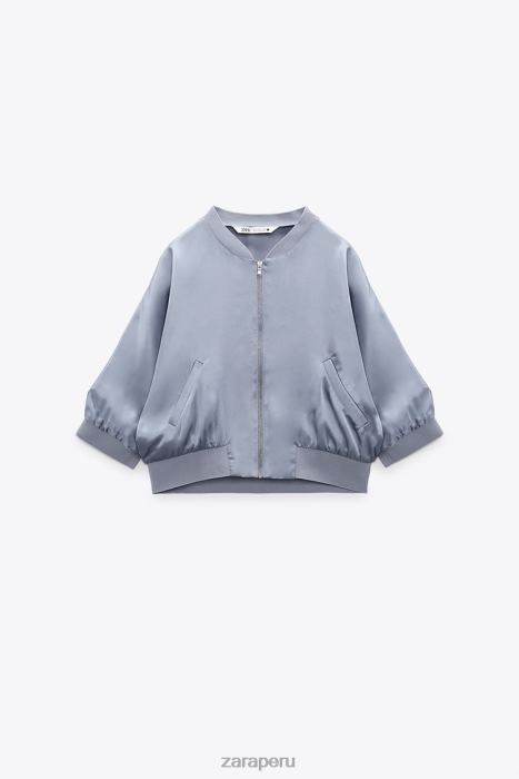 Zara mujer bomber corto con efecto satinado BDP8J122 ropa azul