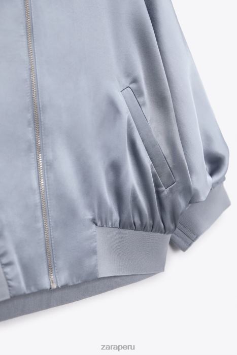 Zara mujer bomber corto con efecto satinado BDP8J122 ropa azul